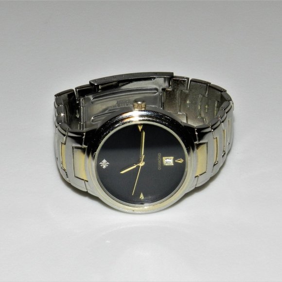 Vintage Allude Men's Black Dial Real Diamond Quartz Watch Date New Battery - Picture 1 of 12